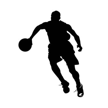 Basketbol oynayan bir adamın silüeti. 