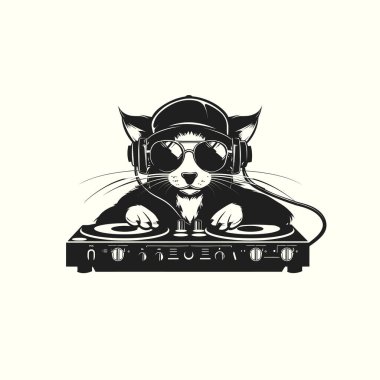 Marten dj siluet vektör çizimi
