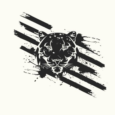 Panter Amerikan bayrağı siluet vektör çizimi