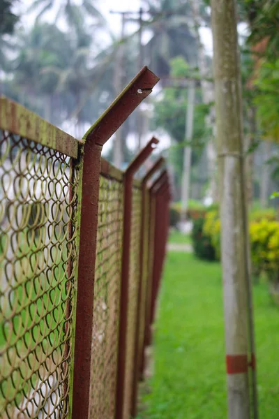 stock image Chain link fencing around a local club tennis court