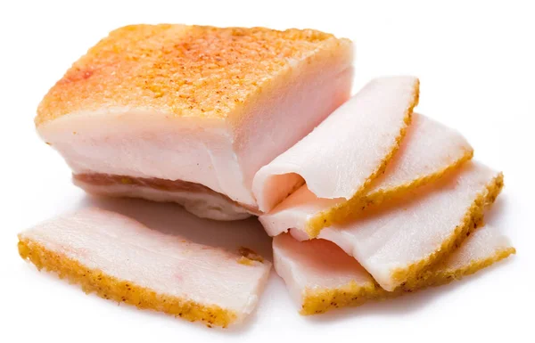 Salo Salt Cured Pork Fatback Isolated White Background — Stock Photo, Image