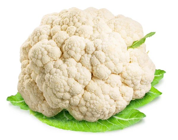 Cauliflower Cabbage Green Leaf White Background File Contains Clipping Path —  Fotos de Stock