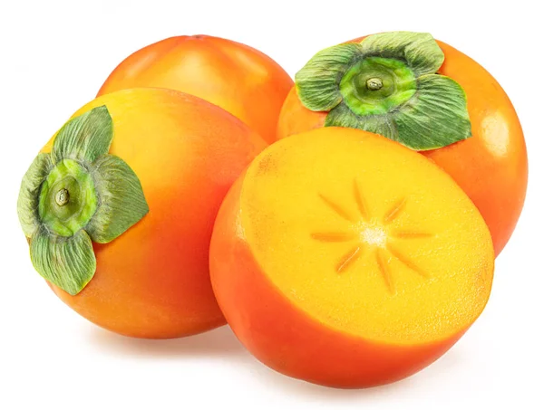 Zralé Persimmon Ovoce Nebo Kaki Ovoce Izolované Bílém Pozadí — Stock fotografie