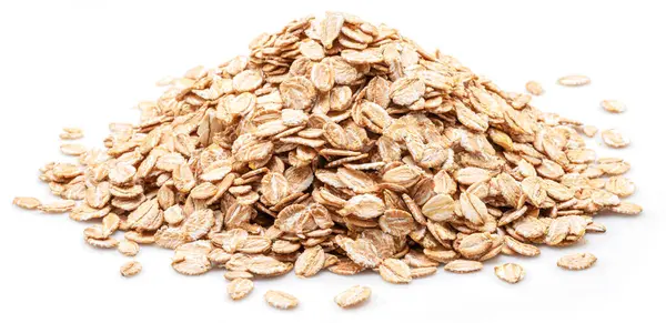 Pile Wheat Flakes Isolated White Background — Stock Photo, Image