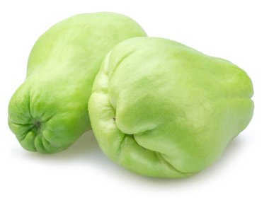 Chayote fruit isolated on white background.