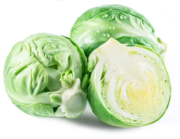 Miniature Cabbages Brussels Sprout Isolated White Background — Stok Foto