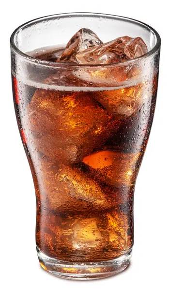 Chilled Cola Glass Ice Cubes White File Contains Clipping Path — Stockfoto