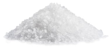 Pile of salt crystals close up, isolated on white background. clipart