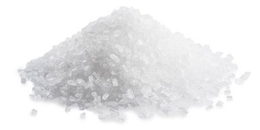 Pile of salt crystals close up, isolated on white background. clipart
