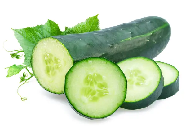 Raw Cucumber Cucumber Slices Isolated White Background — Stock Photo, Image
