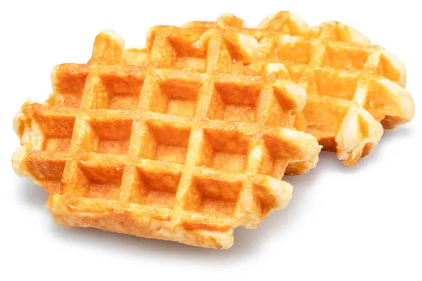 True Belgian Waffles Extra Deep Pockets Filling Isolated White Background — Stock Photo, Image
