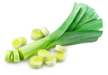 Rings of leek and leek stem isolated on white background. clipart