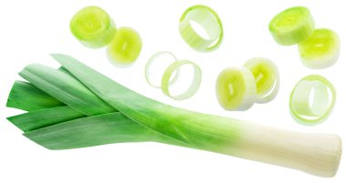 Rings of leek and leek stem isolated on white background. clipart