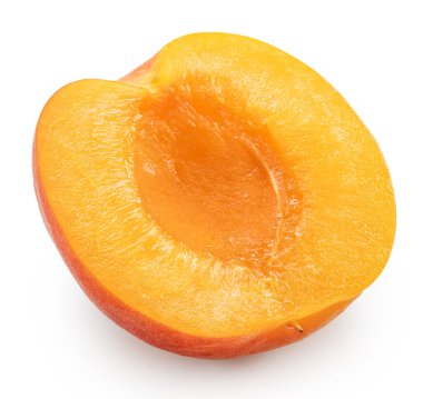 Olgun kayısı ve kayısı. Beyaz arka planda yarı izole edilmiş..