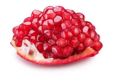 Piece of pomegranate on white background. File contains clipping path. clipart