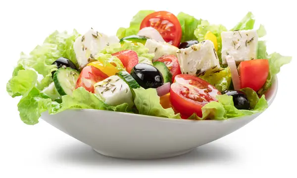 Yunan salatası yakın. Dosya kırpma yolu içeriyor. Çekim direkt açıyla yapılır..