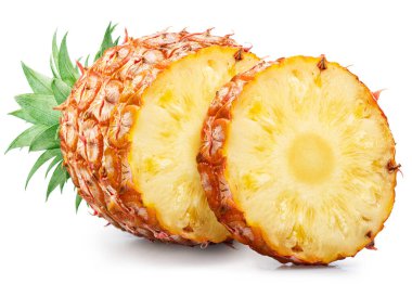 Ripe pineapple cross sections isolated on white background. File contains clipping path. clipart