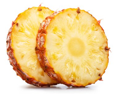 Ripe pineapple cross section slices on white background. File contains clipping path. clipart