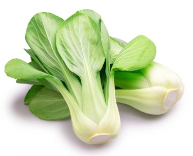 Taze bok choy ya da beyaz arka planda izole edilmiş Çin lahanası. Dosya kırpma yolu içeriyor.