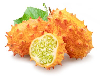 Kiwano or  african horned cucumber isolated on white background.  clipart