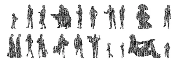 Διάνυσμα Σιλουέτες Περίγραμμα Σιλουέτες Των Ανθρώπων Σχέδιο Περίγραμμα Άνθρωποι Σιλουέτα — Διανυσματικό Αρχείο