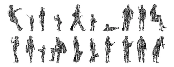 Vector Silhouettes Outline Silhouettes People Contour Drawing People Silhouette Icon — 스톡 벡터