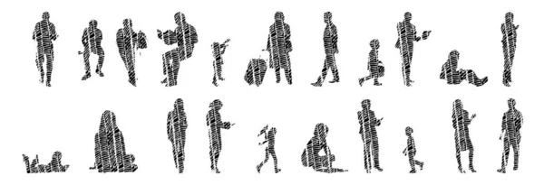 Vector Silhouettes Outline Silhouettes People Contour Drawing People Silhouette Icon — 스톡 벡터