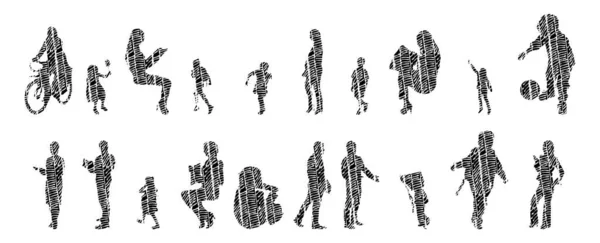 Vector Silhouettes Outline Silhouettes People Contour Drawing People Silhouette Icon — 스톡 벡터