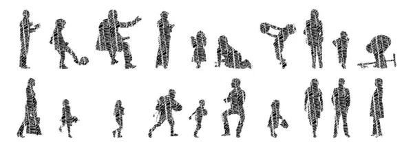 Silhouettes Vectorielles Silhouettes Esquissées Personnes Dessin Contour Silhouette Personnes Icône — Image vectorielle