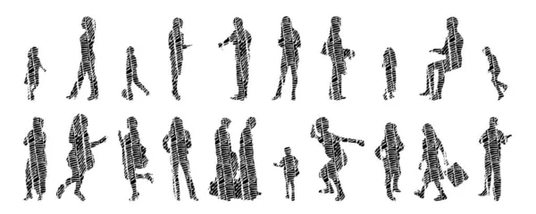 Vector Silhouettes Outline Silhouettes People Contour Drawing People Silhouette Icon — 스톡 벡터