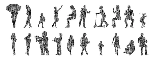 Vector Silhouettes Outline Silhouettes People Contour Drawing People Silhouette Icon — 스톡 벡터