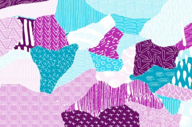 Soyut siyah konturlar, el vektör desen çizdi. Geometrik tarzı Retro soyut desen. Soyut çok renkli geometrik desen.