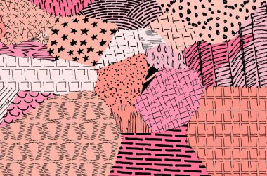 Soyut siyah konturlar, el vektör desen çizdi. Geometrik tarzı Retro soyut desen. Soyut çok renkli geometrik desen.