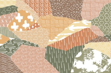 Soyut siyah konturlar, el vektör desen çizdi. Geometrik tarzı Retro soyut desen. Soyut çok renkli geometrik desen.