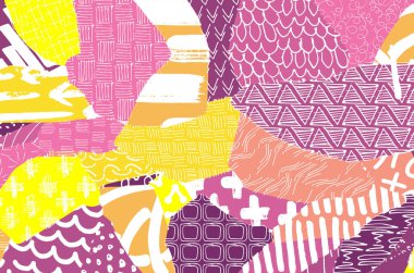 Soyut siyah konturlar, el vektör desen çizdi. Geometrik tarzı Retro soyut desen. Soyut çok renkli geometrik desen.