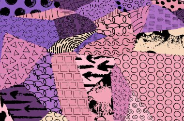 Soyut siyah konturlar, el vektör desen çizdi. Geometrik tarzı Retro soyut desen. Soyut çok renkli geometrik desen.