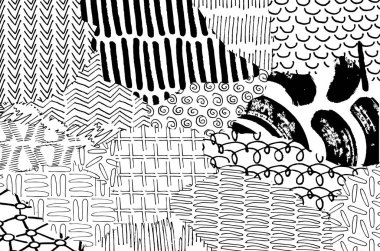 Soyut siyah konturlar, el vektör desen çizdi. Geometrik tarzı Retro soyut desen. Soyut çok renkli geometrik desen.