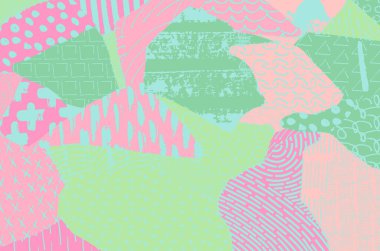 Soyut siyah konturlar, el vektör desen çizdi. Geometrik tarzı Retro soyut desen. Soyut çok renkli geometrik desen.