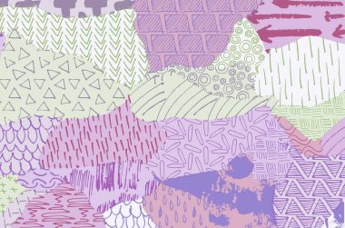 Soyut siyah konturlar, el vektör desen çizdi. Geometrik tarzı Retro soyut desen. Soyut çok renkli geometrik desen.