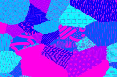 Soyut siyah konturlar, el vektör desen çizdi. Geometrik tarzı Retro soyut desen. Soyut çok renkli geometrik desen.