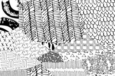 Soyut siyah konturlar, el vektör desen çizdi. Geometrik tarzı Retro soyut desen. Soyut çok renkli geometrik desen.