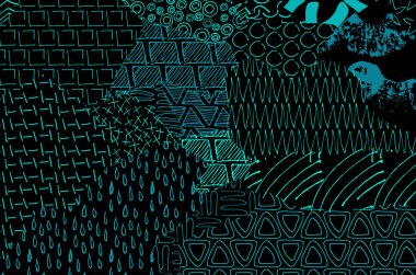 Soyut siyah konturlar, el vektör desen çizdi. Geometrik tarzı Retro soyut desen. Soyut çok renkli geometrik desen.