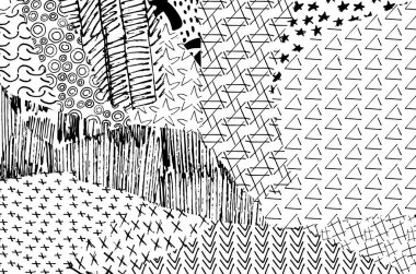 Soyut siyah konturlar, el vektör desen çizdi. Geometrik tarzı Retro soyut desen. Soyut çok renkli geometrik desen.