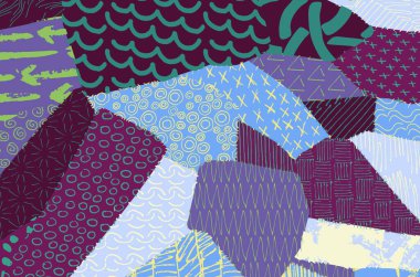 Soyut siyah konturlar, el vektör desen çizdi. Geometrik tarzı Retro soyut desen. Soyut çok renkli geometrik desen.