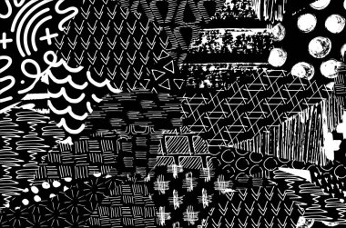 Soyut siyah konturlar, el vektör desen çizdi. Geometrik tarzı Retro soyut desen. Soyut çok renkli geometrik desen.