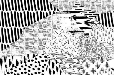 Soyut siyah konturlar, el vektör desen çizdi. Geometrik tarzı Retro soyut desen. Soyut çok renkli geometrik desen.