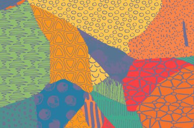 Soyut siyah konturlar, el vektör desen çizdi. Geometrik tarzı Retro soyut desen. Soyut çok renkli geometrik desen.