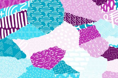 Soyut siyah konturlar, el vektör desen çizdi. Geometrik tarzı Retro soyut desen. Soyut çok renkli geometrik desen.