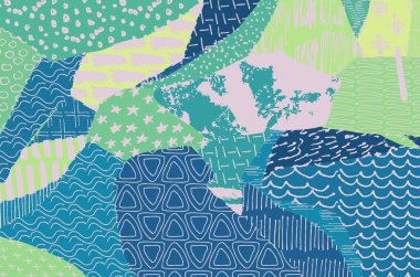 Soyut siyah konturlar, el vektör desen çizdi. Geometrik tarzı Retro soyut desen. Soyut çok renkli geometrik desen.