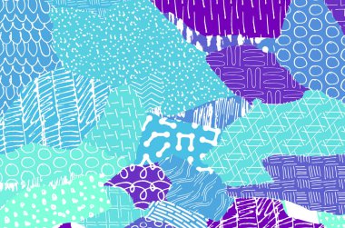 Soyut siyah konturlar, el vektör desen çizdi. Geometrik tarzı Retro soyut desen. Soyut çok renkli geometrik desen.